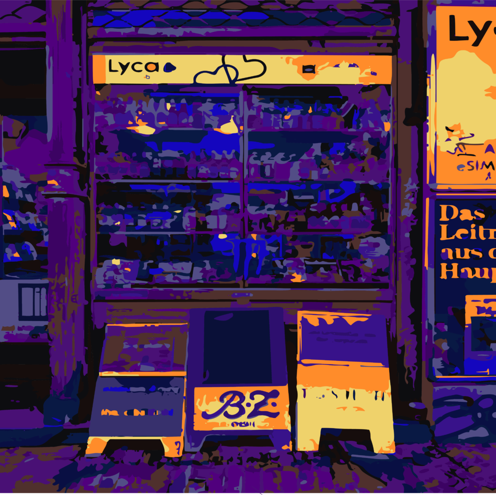 Späti Illustration in gelb lila Tönen